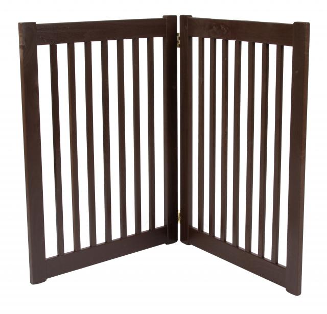 Free Standing 2 Panel 32 Inch Pet Gate Mahogany 42222