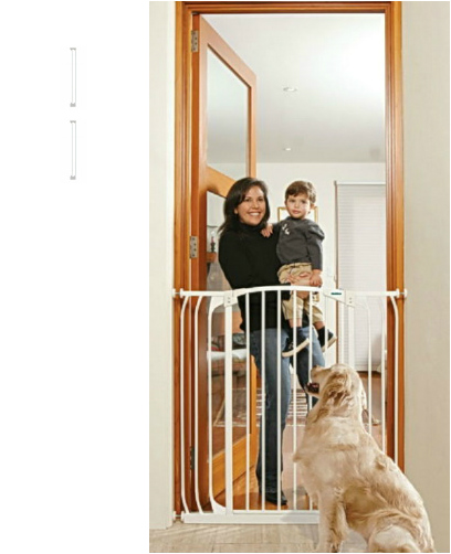Bindaboo Extra Tall Hallway Pet Gate Plus Two 3.5 White 38 49.5