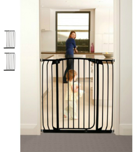 Tall Hallway Baby Gate Plus Two 21 Ext. 81.5 to 84W Black I